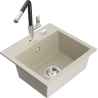 Mexen Milo évier en granit 1 bac avec mitigeur de cuisine Flora, beige - 6505-69-670401-07
