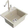Mexen Milo Granitspüle 1-beckig mit Küchenarmatur Flora, beige - 6505-69-670401-09