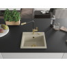 Mexen Milo granitische gootsteen met 1 kom en keukenkraan Flora, beige - 6505-69-670401-57-G