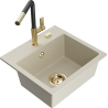 Mexen Milo fregadero de granito de 1 taza con grifo de cocina Flora, beige - 6505-69-670401-57-G