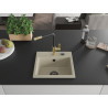 Mexen Milo Évier de cuisine en granit 1 bac avec robinet Flora, beige - 6505-69-670401-57-B