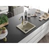 Mexen Milo 1-bowl Granite Sink with Flora Kitchen Tap, Beige - 6505-69-670401-57-B