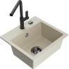 Mexen Milo 1-bowl granite sink with Flora kitchen faucet, beige - 6505-69-670401-70-B