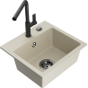 Mexen Milo single-bowl granite sink with Flora kitchen tap, beige - 6505-69-670401-70-B