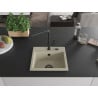 Mexen Milo 1-bowl granite sink with Flora kitchen faucet, beige - 6505-69-670401-70-B