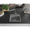 Mexen Milo évier en granit 1 bac avec robinet de cuisine Flora, gris - 6505-71-670401-00