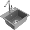 Mexen Milo granite sink 1-bowl with Flora kitchen tap, grey - 6505-71-670401-00