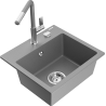 Mexen Milo fregadero de granito de 1 cubeta con grifo de cocina Flora, gris - 6505-71-670401-06