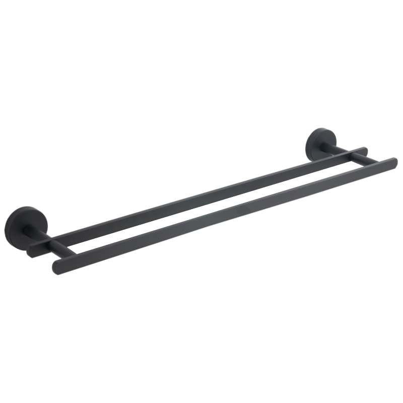 Mexen Loft doble toallero, negro - 7012625-70
