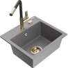 Mexen Milo fregadero de granito de 1 seno con grifo de cocina Flora, gris - 6505-71-670401-57-G