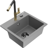 Mexen Milo granit spoelbak 1-kamer met keukenmengkraan Flora, grijs - 6505-71-670401-57-B
