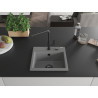 Mexen Milo fregadero de granito de 1 cuenca con grifo de cocina Flora, gris - 6505-71-670401-70-B