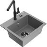 Mexen Milo 1-Bowl Granite Sink with Flora Kitchen Faucet, Gray - 6505-71-670401-70-B