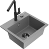 Mexen Milo single-bowl granite sink with Flora kitchen tap, grey - 6505-71-670401-70-B
