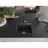 Mexen Milo fregadero de granito de 1 cubeta con grifo de cocina Flora, negro/oro metálico - 6505-75-670401-07