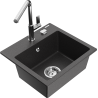 Mexen Milo granite sink 1-bowl with Flora kitchen tap, black speckled - 6505-76-670401-00