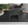 Mexen Milo granite sink 1-bowl with Flora kitchen tap, black speckled - 6505-76-670401-08-B