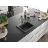 Mexen Milo fregadero de granito de 1 cubeta con grifo de cocina Flora, negro salpicado - 6505-76-670401-57-B