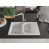 Mexen Gaspar fregadero de granito 1,5 senos con escurridor y grifo de cocina Flora, blanco - 6507-20-670401-02