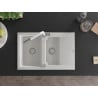 Mexen Gaspar Granit-Spüle 1,5-Becken mit Abtropffläche und Küchenarmatur Flora, weiß - 6507-20-670401-02