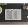 Mexen Gaspar granitische spoelbak 1,5-baks met druiprek en keukenmengkraan Flora, wit - 6507-20-670401-02