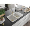 Mexen Gaspar zlewozmywak granitowy 1,5-komorowy z ociekaczem i baterią kuchenną Flora, biały - 6507-20-670401-57-G