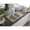 Mexen Gaspar lavello in granito 1,5 vasca con scolapiatti e rubinetto cucina Flora, beige - 6507-69-670401-00