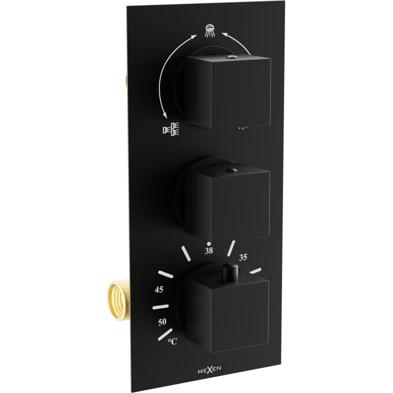 Mexen Cube thermostatic bath-shower faucet 3-outlet, black - 77503-70