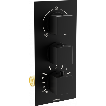 Mexen Cube rubinetteria termostatica per vasca-doccia a 3 uscite, nera - 77503-70
