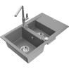 Mexen Gaspar fregadero de granito 1,5-cubetas con escurridor y grifo de cocina Flora, gris - 6507-71-670401-00