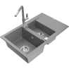 Mexen Gaspar granitā izlietne ar 1,5 nodalījumiem, notekpaplāti un Flora virtuves jaucējkrānu, pelēka - 6507-71-670401-06