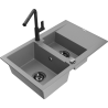 Mexen Gaspar fregadero de granito 1,5 cubetas con escurridor y grifo de cocina Flora, gris - 6507-71-670401-70-B