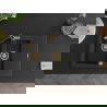 Mexen Gaspar Granitspüle 1,5-Becken mit Abtropfbereich und Küchenarmatur Flora, schwarz/silber - 6507-73-670401-57-G