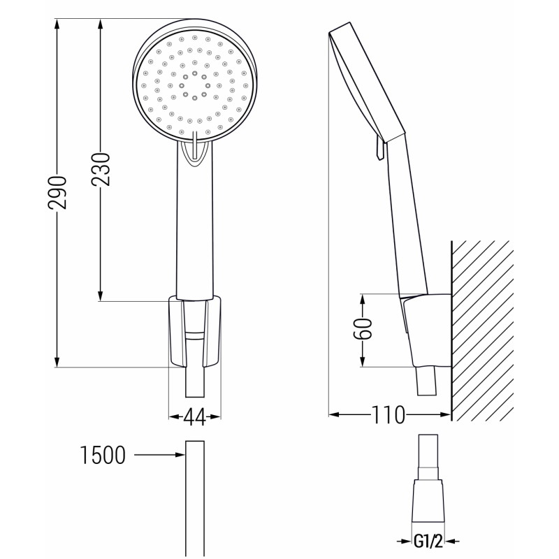 Mexen Pecos R75 vannikomplekt, kroom - 72713R75-00