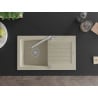 Mexen Pablo Granitspüle 1-Becken mit Abtropffläche und Küchenarmatur Flora, beige - 6510-69-670401-00
