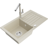 Mexen Pablo fregadero de granito de 1 cuenco con escurridor y grifo de cocina Flora, beige - 6510-69-670401-00
