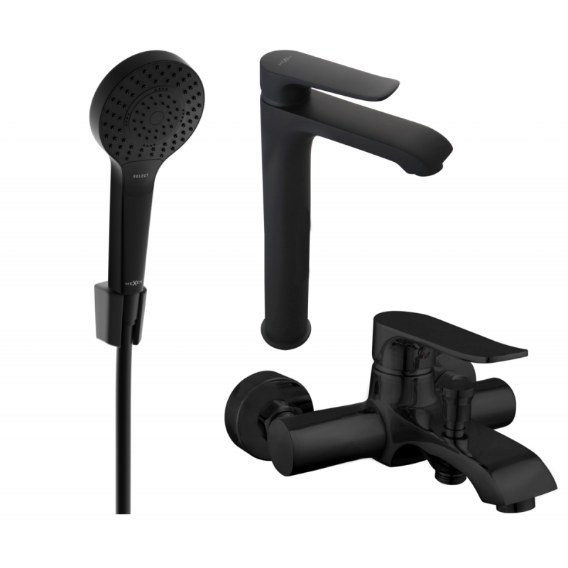 Mexen Pecos R40 Badewannen-Set, schwarz - 72713R40-70