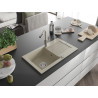 Mexen Pablo fregadero de granito de 1 seno con escurridor y grifo de cocina Flora, beige - 6510-69-670401-09