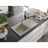 Mexen Pablo Granitspüle 1-Becken mit Abtropffläche und Küchenarmatur Flora, beige - 6510-69-670401-09