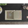 Mexen Pablo granitentoestel 1-compartiment met afdruipplaat en keukenmengkraan Flora, beige - 6510-69-670401-09