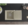 Mexen Pablo Granitspüle 1-Becken mit Abtropffläche und Küchenarmatur Flora, beige - 6510-69-670401-09