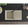Mexen Pablo Granitspüle 1-Kammer mit Abtropffläche und Küchenarmatur Flora, beige - 6510-69-670401-57-G
