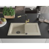 Mexen Pablo granit gootsteen 1-komorige met afdruiprek en keukenkraan Flora, beige - 6510-69-670401-57-B