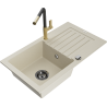 Mexen Pablo lavello in granito a 1 vasca con sgocciolatoio e miscelatore cucina Flora, beige - 6510-69-670401-57-B