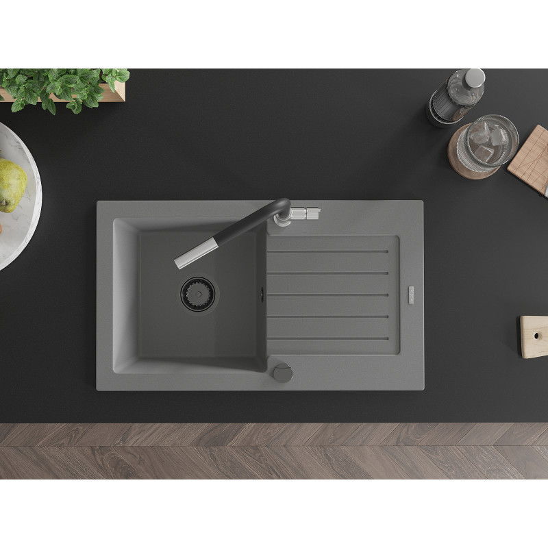 Mexen Pablo Granit Spullsteen mat enger Schoss an Kichentap Flora, gro - 6510-71-670401-07-B