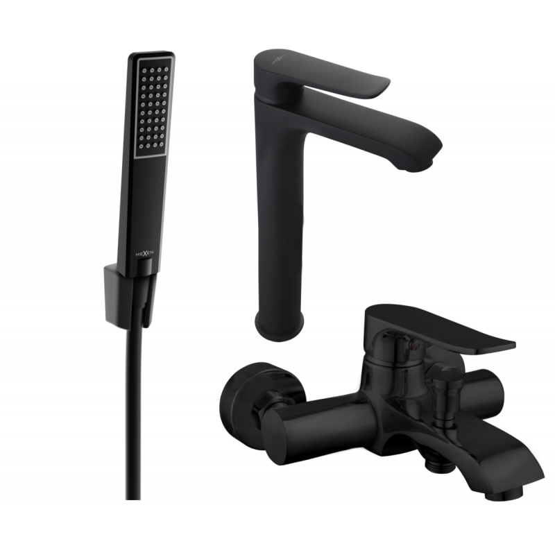 Mexen Pecos R72 Badewannenset, schwarz - 72713R72-70
