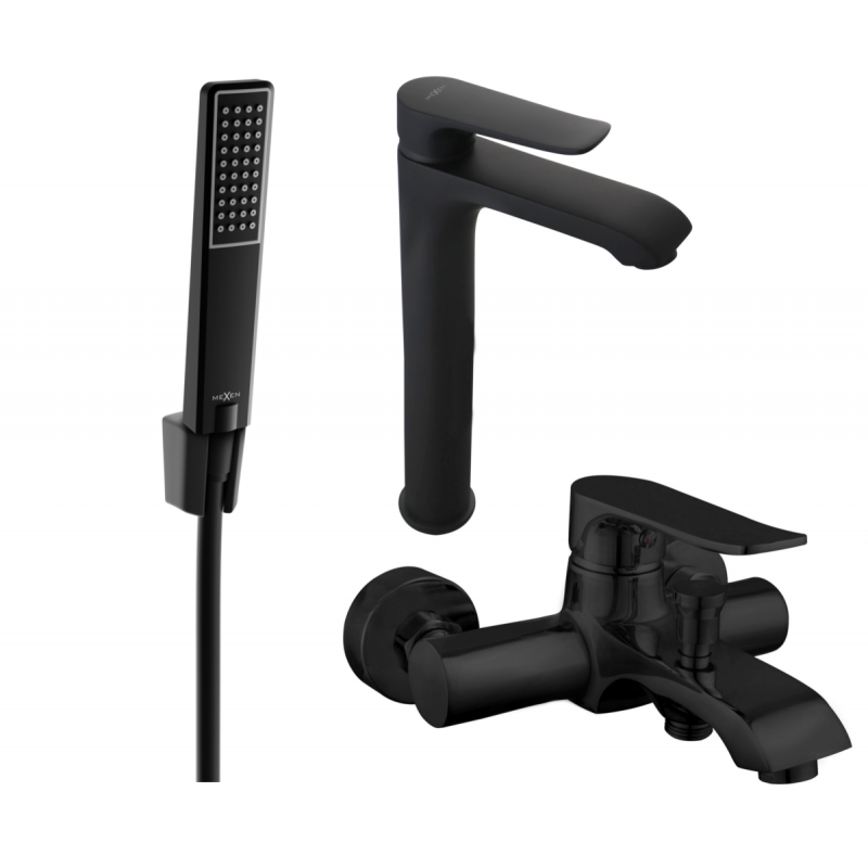 Mexen Pecos R72 bath set, black - 72713R72-70