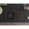 Mexen Pablo Granitspüle 1-becken mit Abtropfbrett und Küchenarmatur Flora, schwarz/gold metallic - 6510-75-670401-70-B