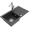 Mexen Pablo granitno pomivalno korito 1-prekatno z odcejalnikom in kuhinjsko pipo Flora, črna s pikicami - 6510-76-670401-00