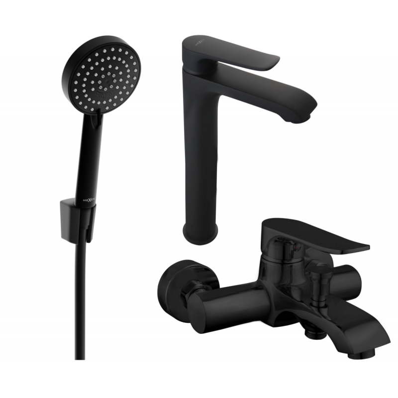 Mexen Pecos R75 Badewannen-Set, schwarz - 72713R75-70